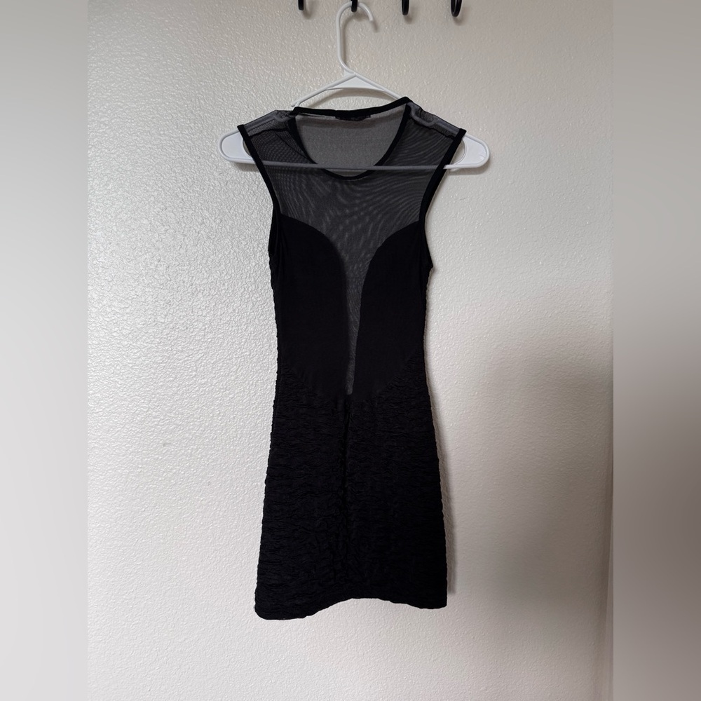 Arden B Black Bodycon Mini Dress Plunge Neckline - Picture 2 of 2